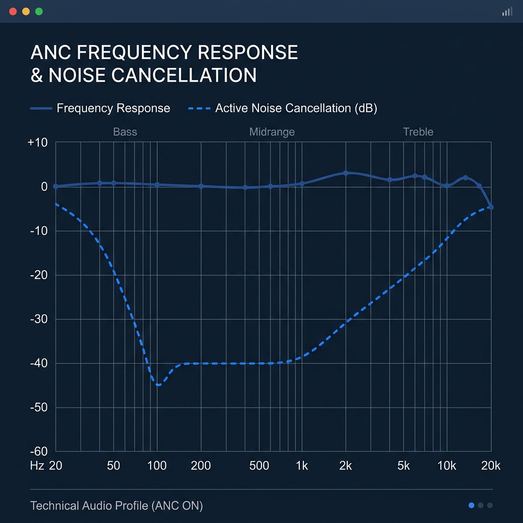 Audio frequency response graph testing gaming headset and earbud soundstages